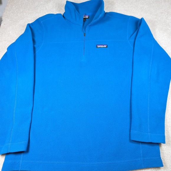 Patagonia Sweater Mens M Reg Blue Fleece Quarter Zip Pullover Hiking Comfort - Picture 2 of 9